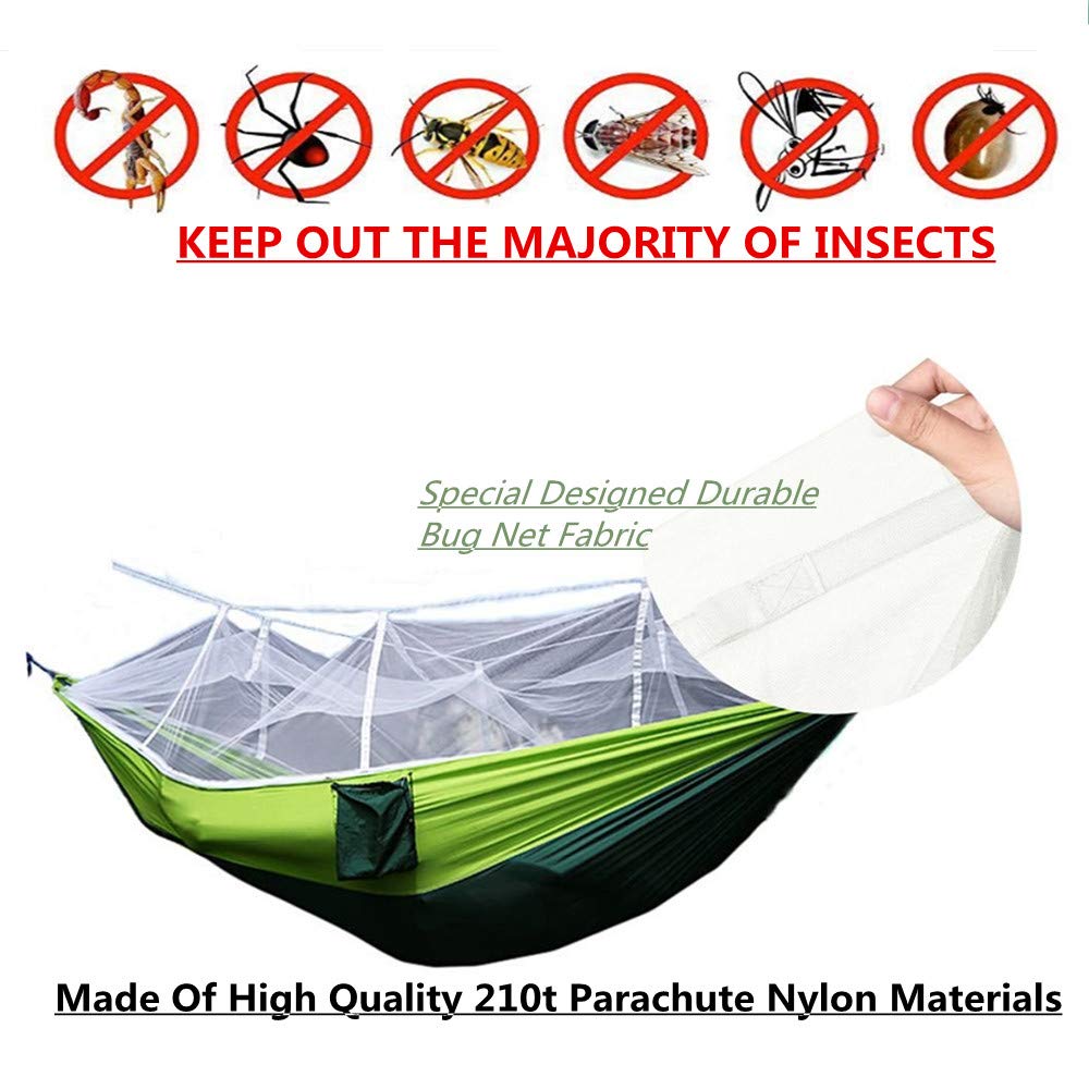 Parachute Nylon Single & Double Camping Hammock with Mosquito Net - DSTong