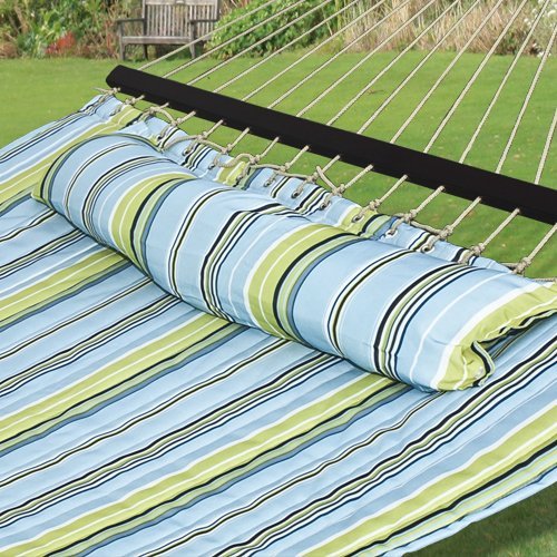 Quilted Fabric Hammock with Pillow & Double Size Spreader Bar - SueSport