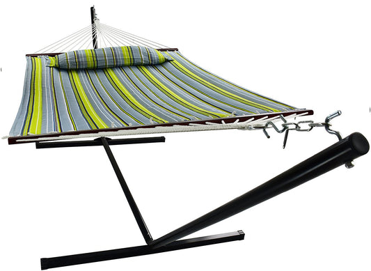 Double Hammock with Spreader Bars and Detachable Pillow - Sorbus