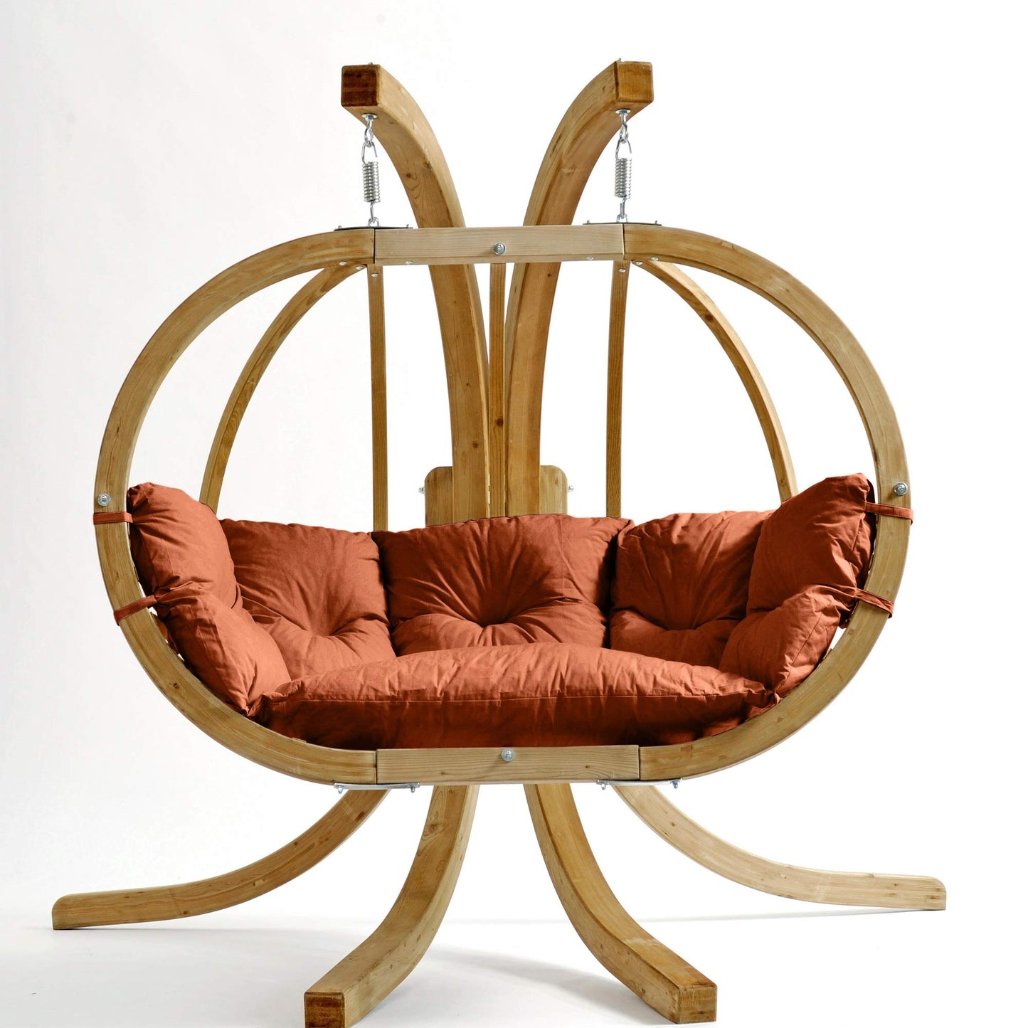 Double Globo Hanging Chair with Orange Cushions - Outdoor Living and Style