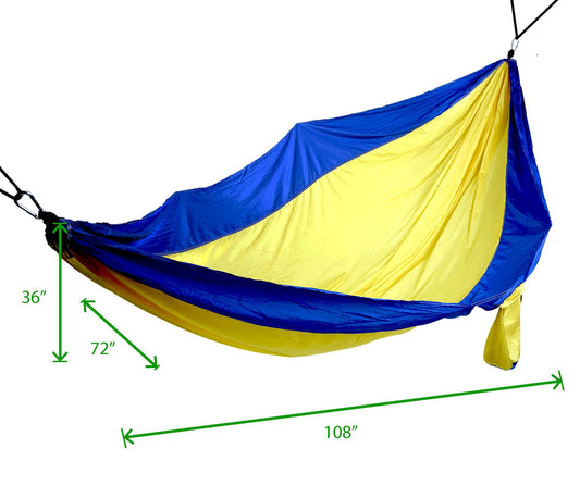 Yellow /Blue Camping Hammock with Ropes - Mind Reader