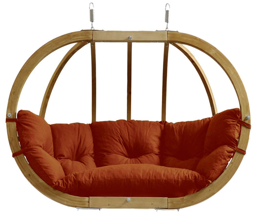 Double Globo Hanging Chair with Orange Cushions - Outdoor Living and Style