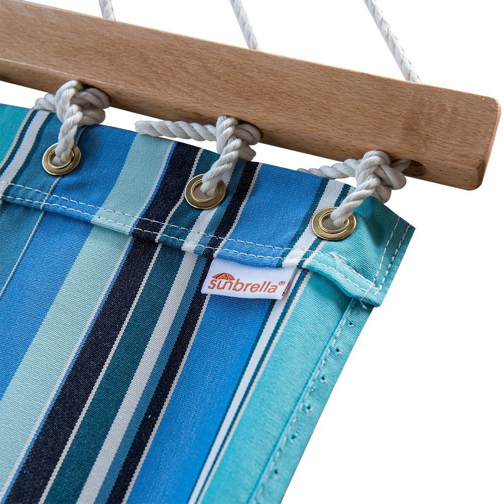 Sunbrella Fabric Double Hammock with Spread Bar and Polyester Rope - Lazy Daze Hammocks