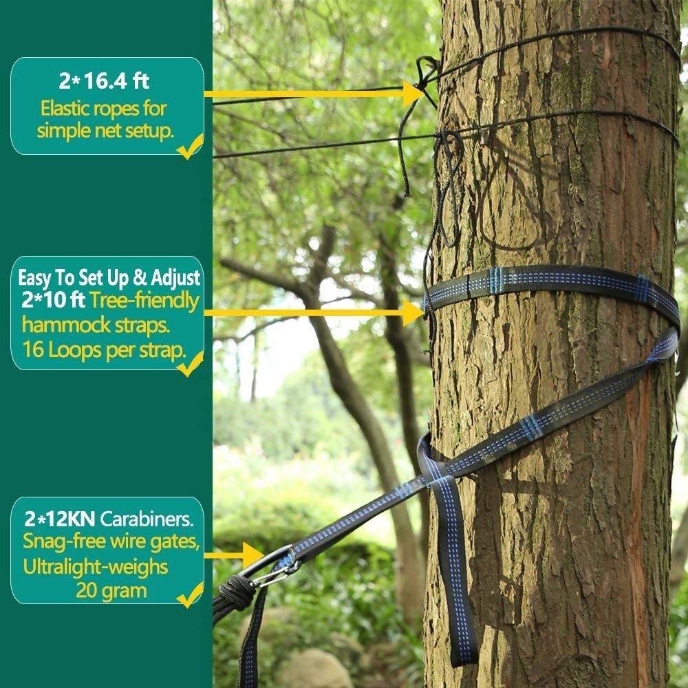 Double & Single Camping Hammock with Mosquito Net & Tree Straps