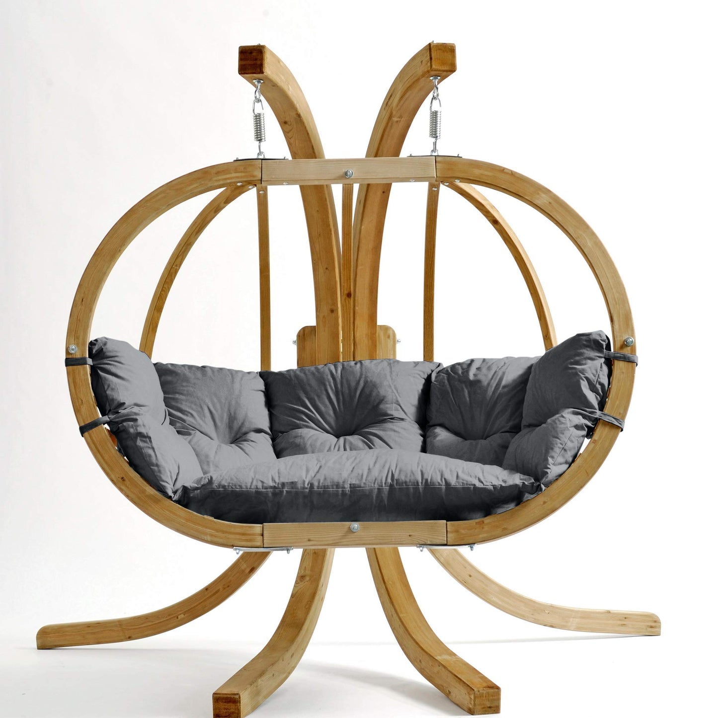 Double Globo Hanging Chair with Grey Cushions - Outdoor Living and Style