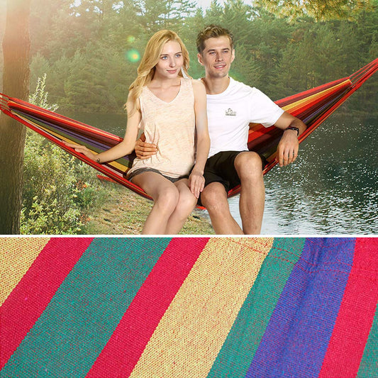Rainbow Striped Cotton Fabric Brazilian Wide Hammock - Littlestar-cn