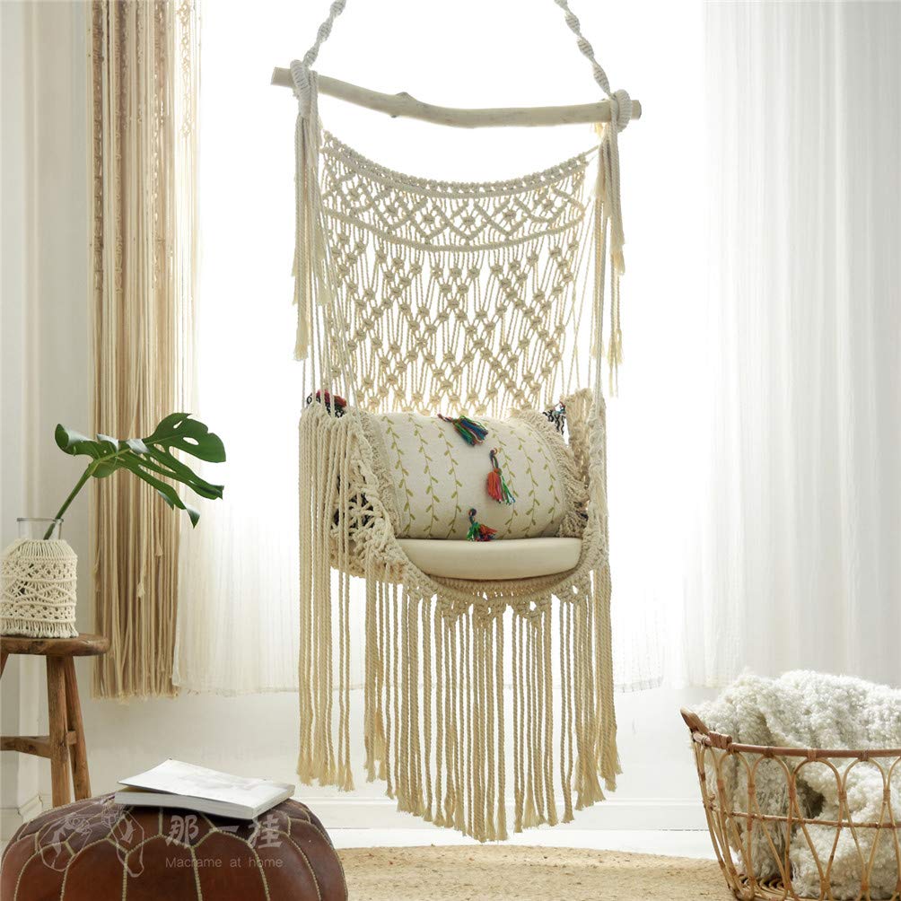 Handmade Knitted Bohemian Hanging Chair-LMX - liv