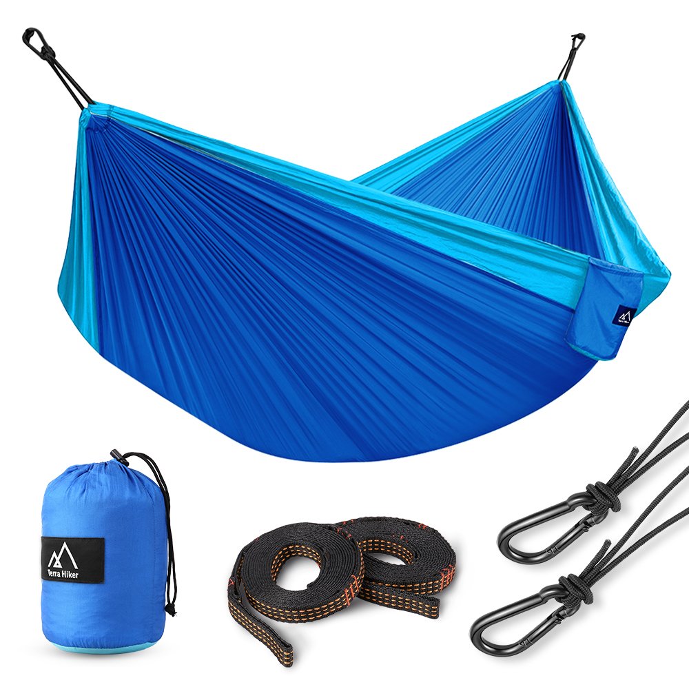 Nylon Camping Hammock with Straps & Carabiners - Terra Hiker