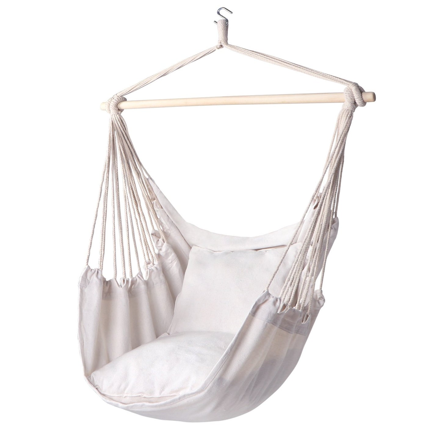 Hammock Chair Hanging Rope Swing with 2 Seat Cushions - Y- STOP
