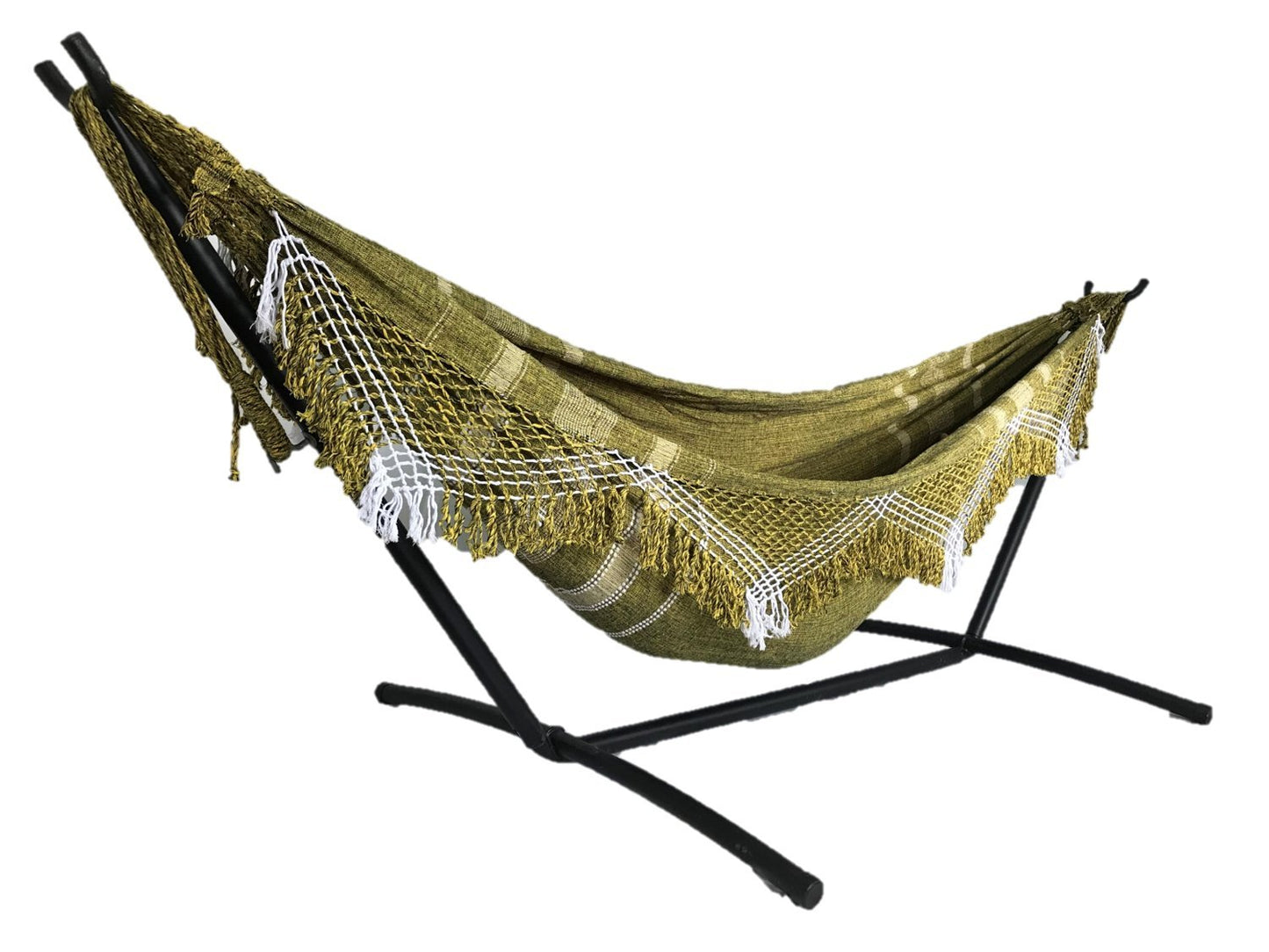 Coco Bromelia Brazilian Hammock with Fringe with Bonus Bag - 100% Soft and Stretchy Cotton from (Pineapple)