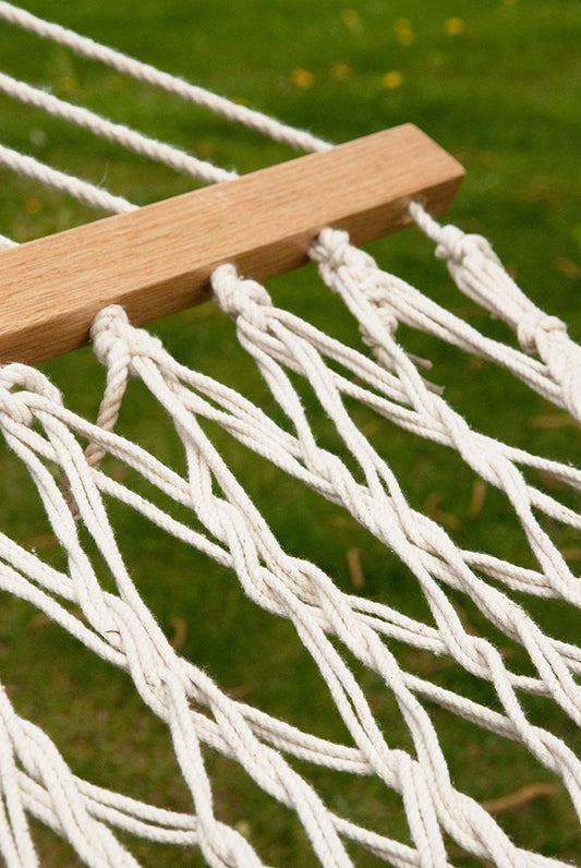Cotton Rope Net Hammock with Wood Spreader Bar - SUMER