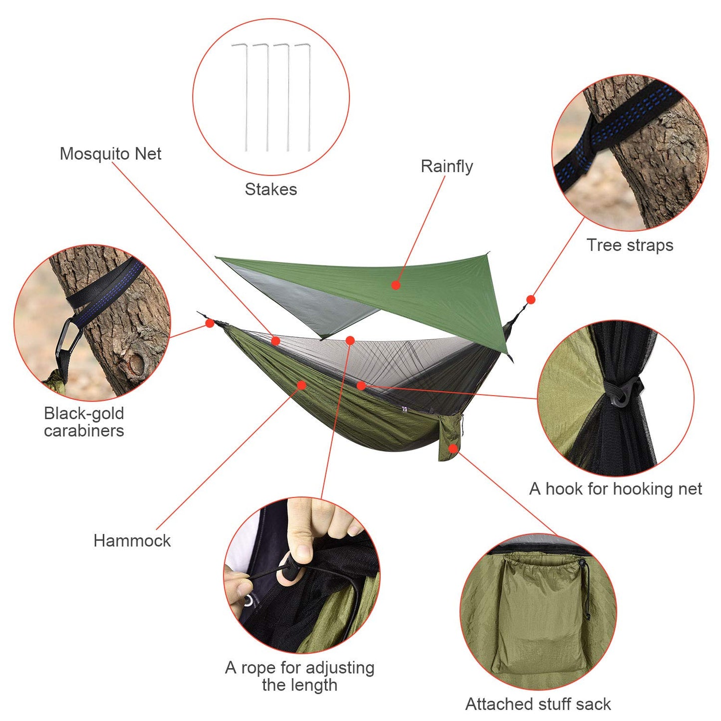 Camping Hammock with Mosquito Net - FIRINER