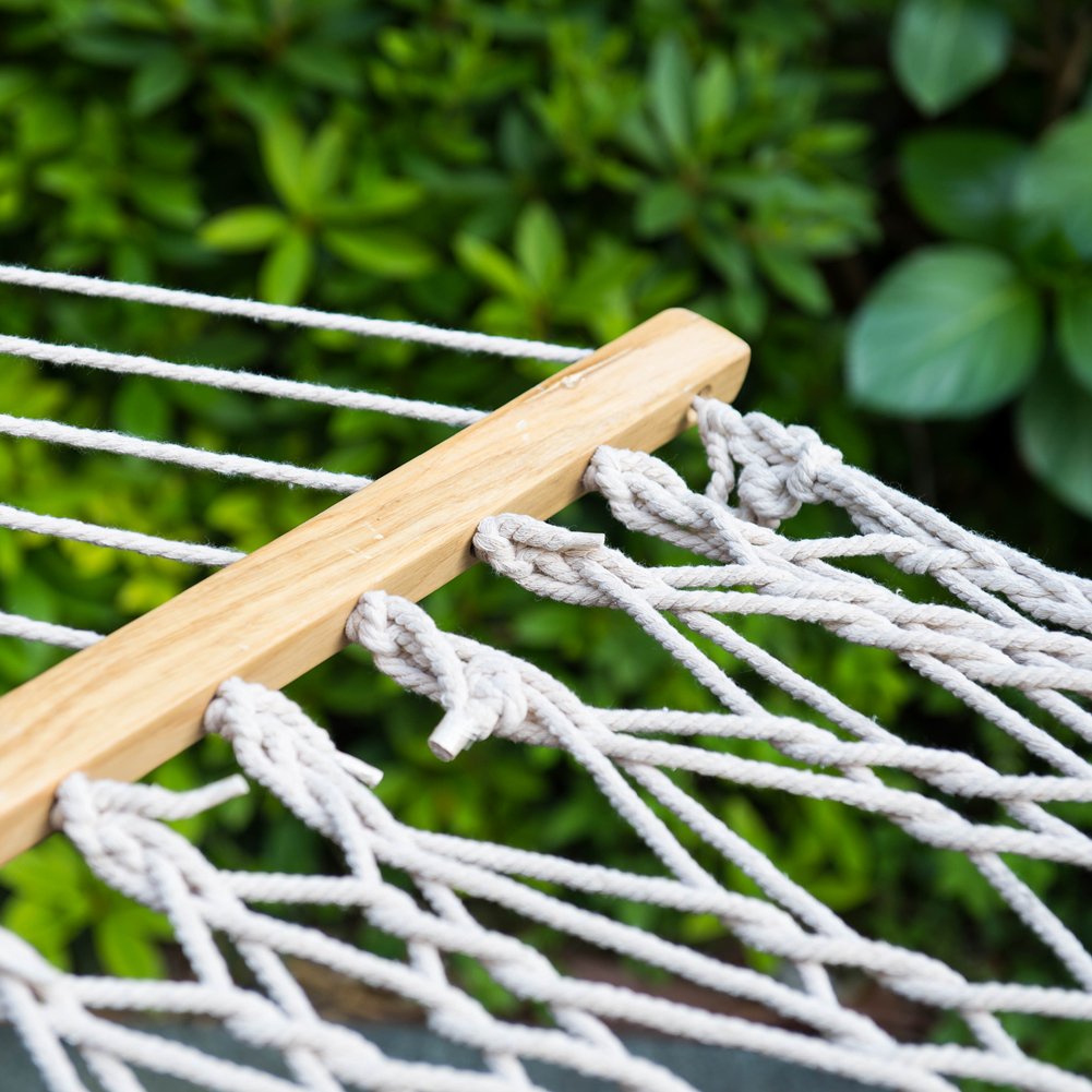Cotton Rope Hammock with Wood Arc Stand