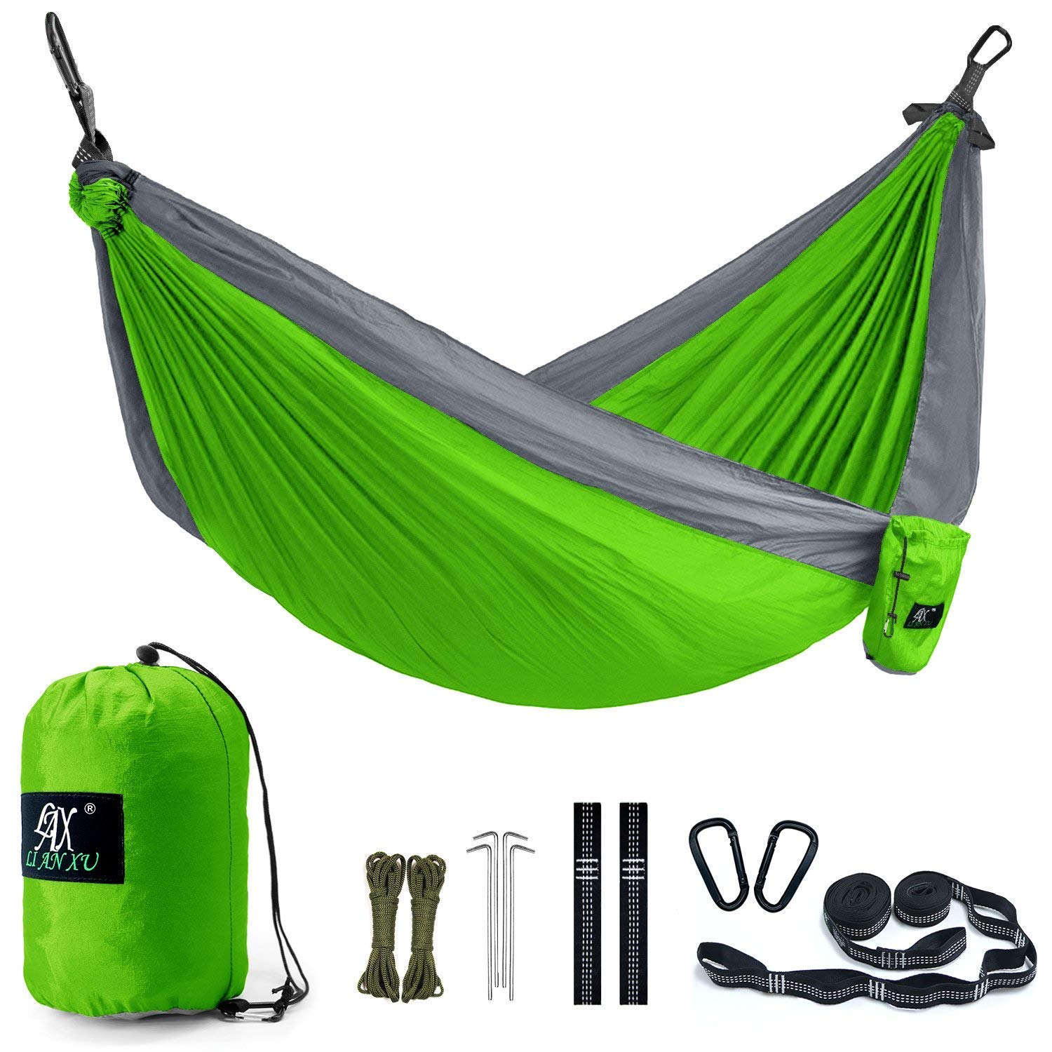 Unimpeded Double Camping Hammock with Straps & Carabiners Hammock Station