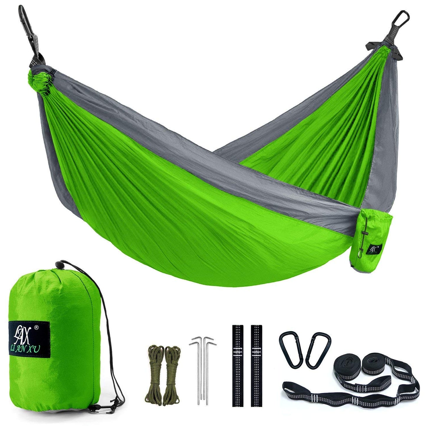 Unimpeded Double Camping Hammock with Straps & Carabiners