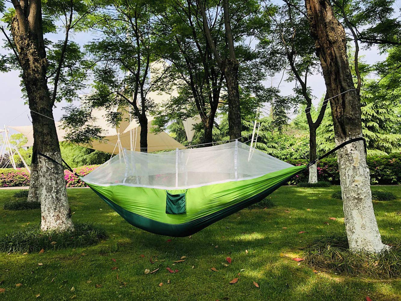 Parachute Nylon Single & Double Camping Hammock with Mosquito Net - DSTong