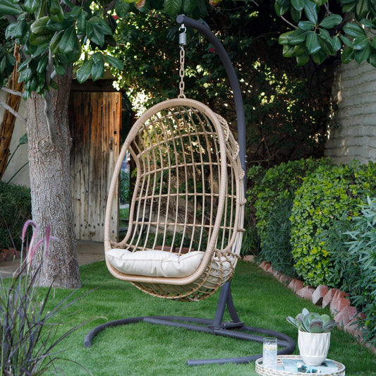 Outdoor Hanging Egg Chair with Stand