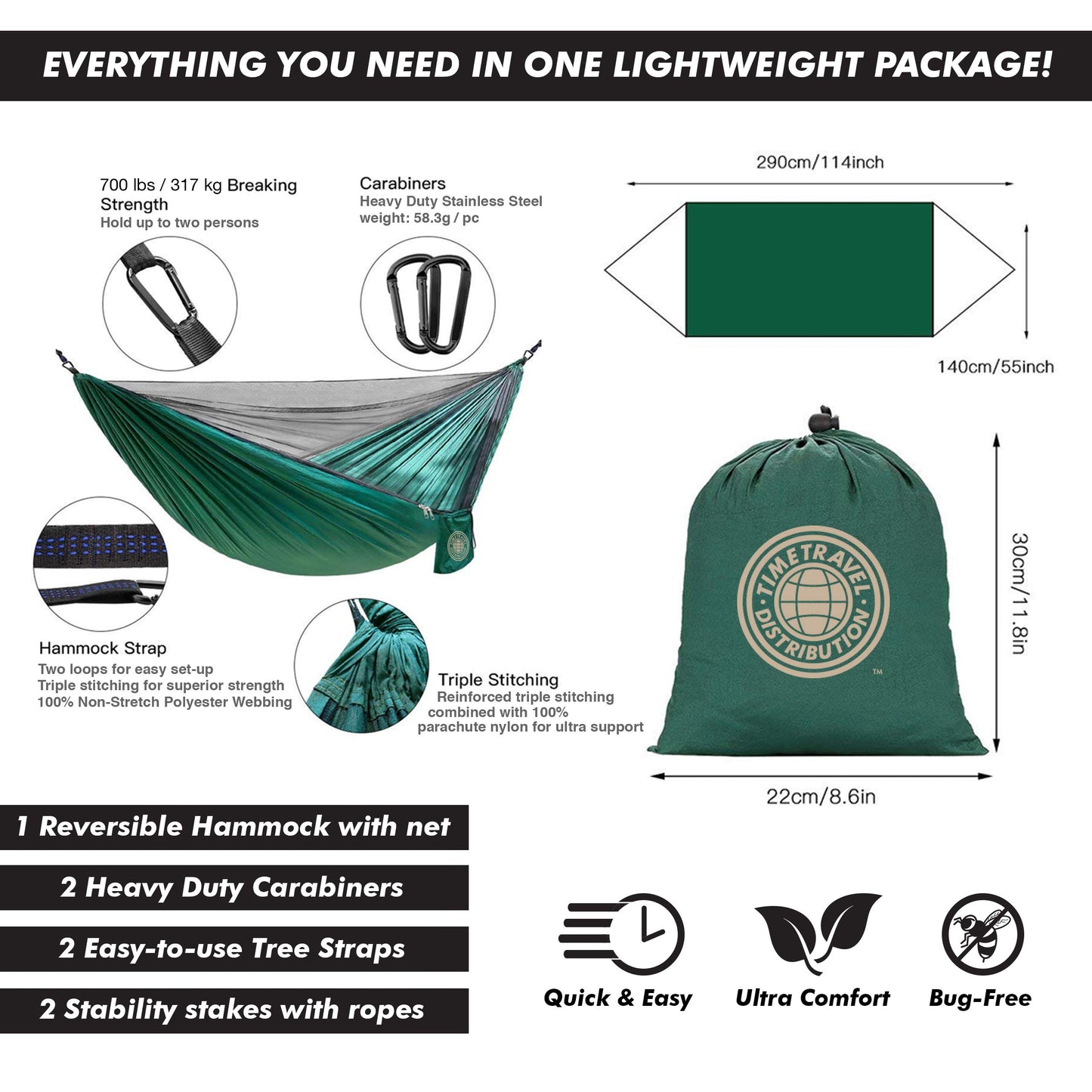 Camping Hammock with Mosquito Net - Time Travel Distribution