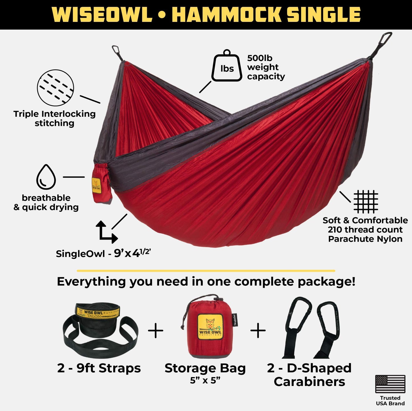 Wise Owl Outfitters Camping Hammock with Tree Straps