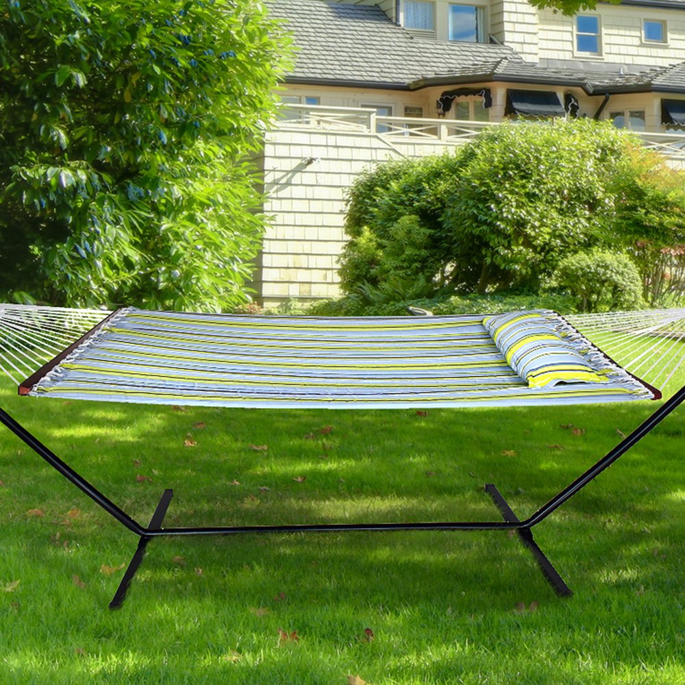 Double Hammock with Spreader Bars and Detachable Pillow - Sorbus