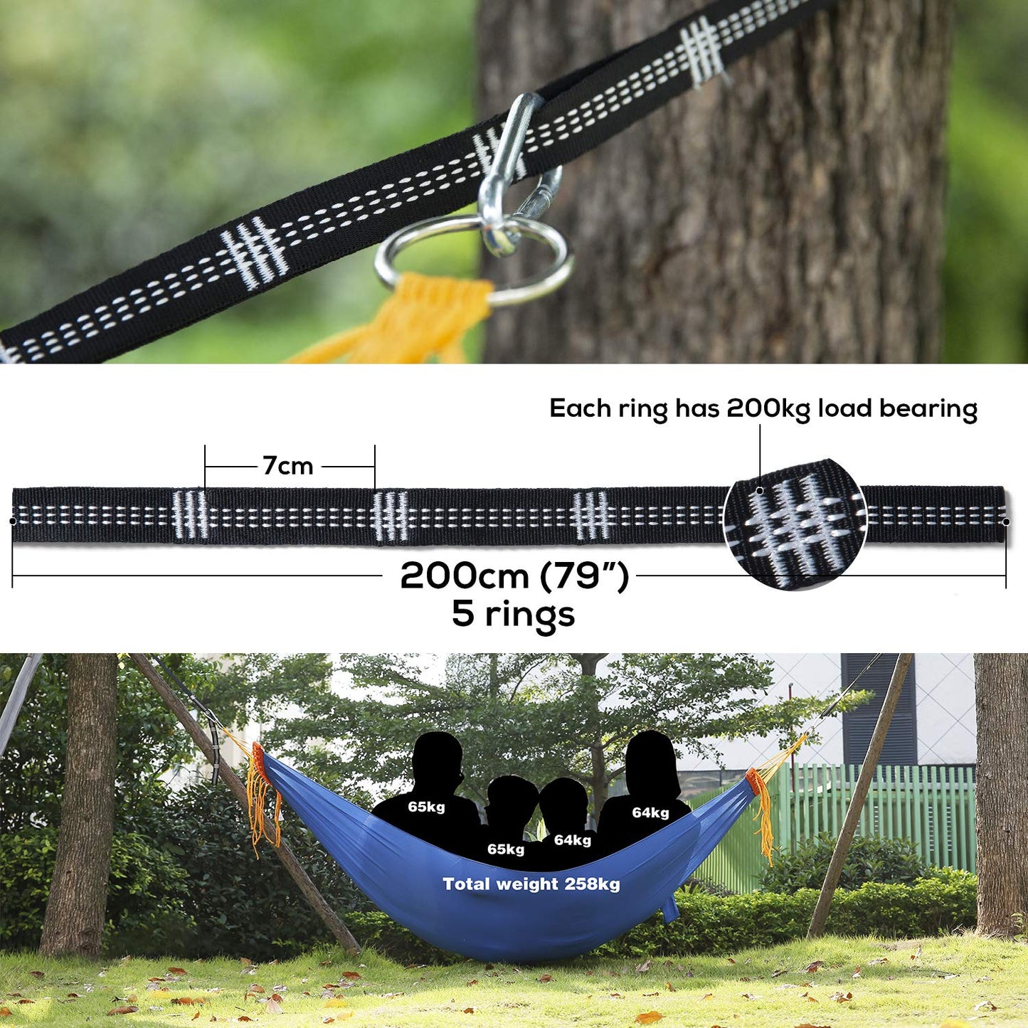 Double Camping Hammock with Tree Straps for Outdoors - NOBLE DUCK