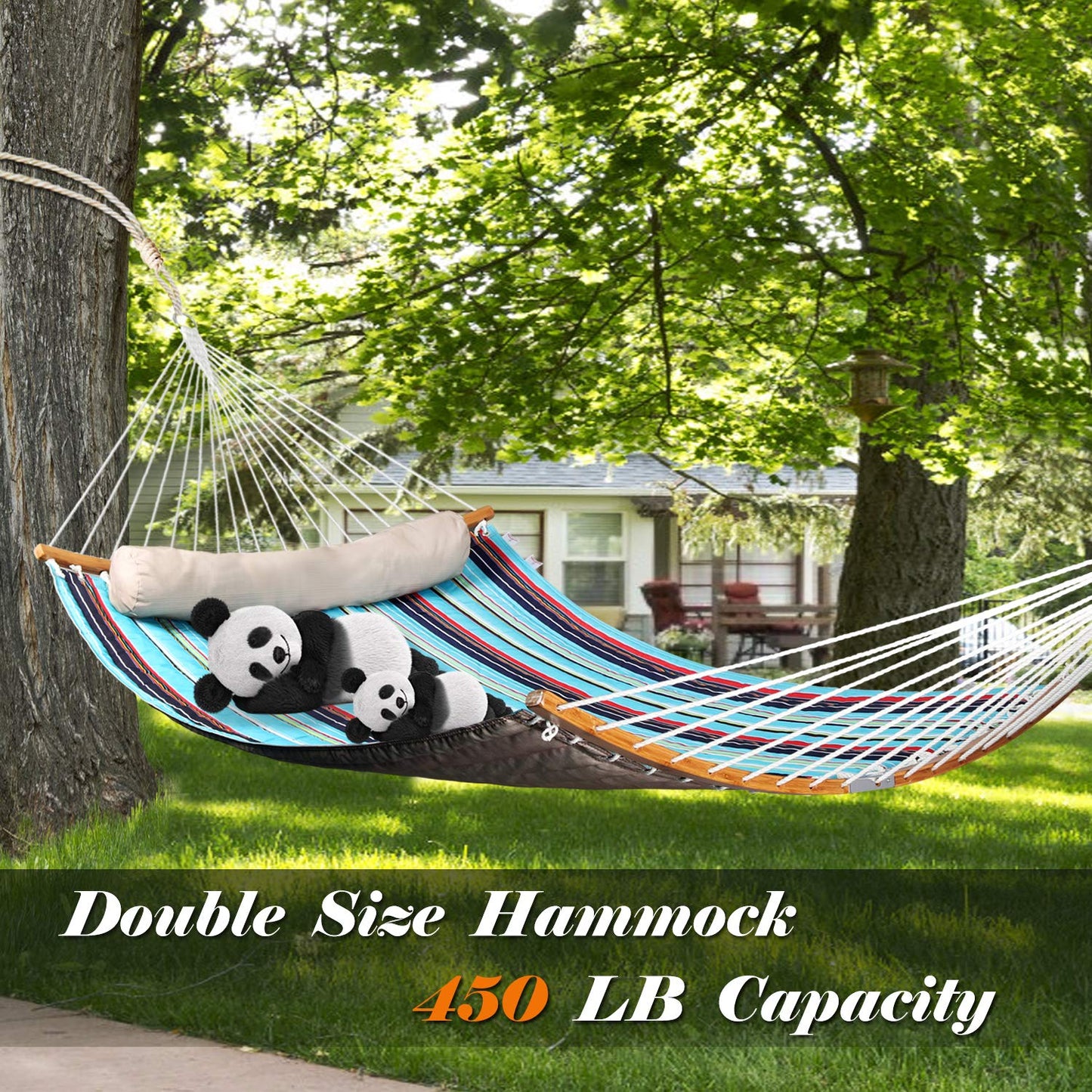 Double Hammock with Fold-able Bar & Detachable Pillow - Bathonly