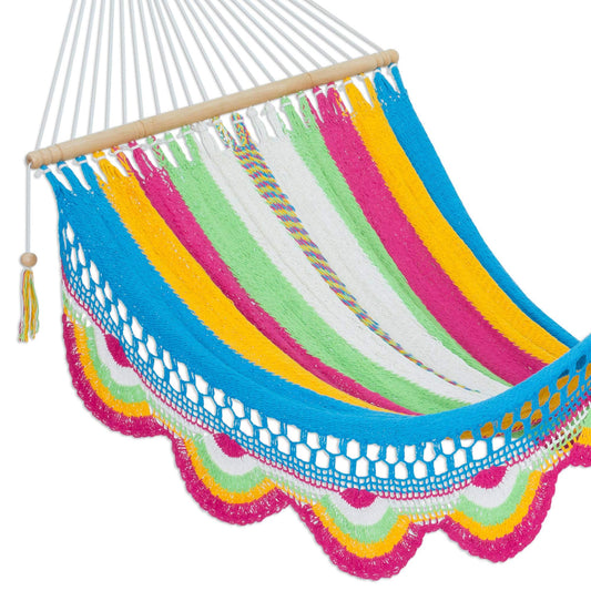 Multicolor Cotton Hand Woven Rope Hammock - NOVICA