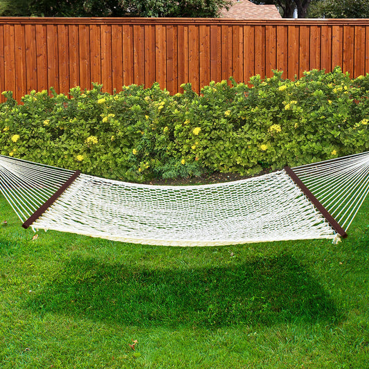 Cotton Rope Double Hammock with Carrying Case & Spreader Bars - Miracle9