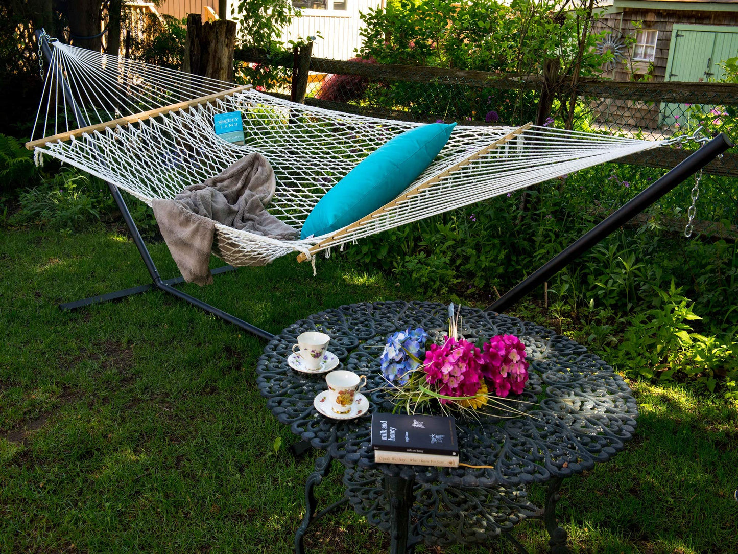 Adjustable Double Cotton Rope Hammock - The Hamptons Collection