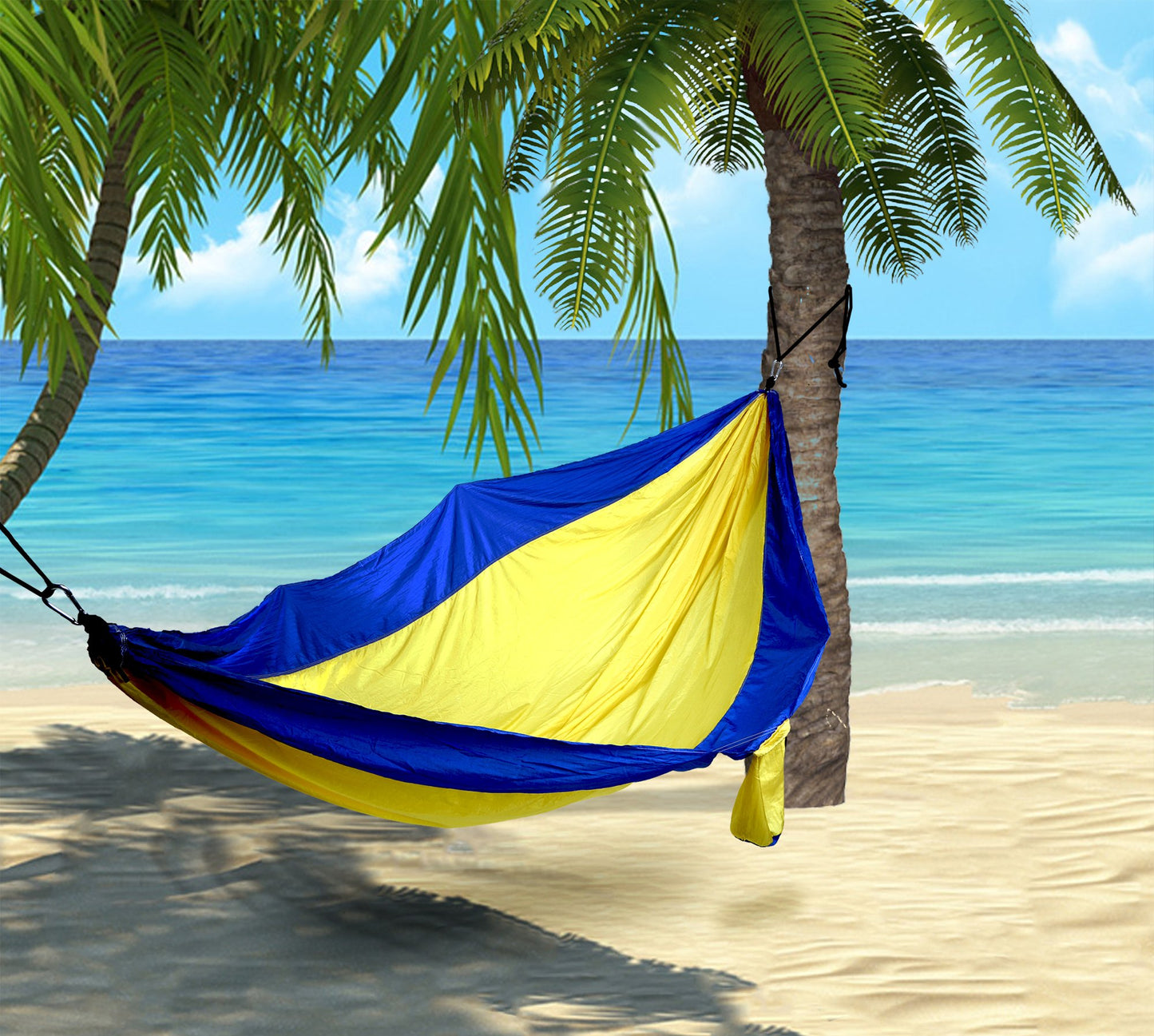 Yellow /Blue Camping Hammock with Ropes - Mind Reader
