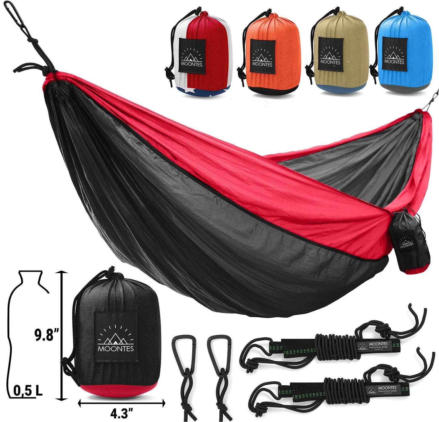 Nylon Double Camping Hammock with Straps - Moontes
