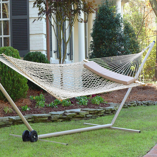 Taupe Polyester Rope Hammock with Pillow - Castaway Hammocks