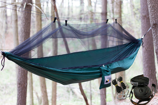 Nylon Camping Hammock with Mosquito Net & Free Tree Straps - Adventure Gear Outfitter